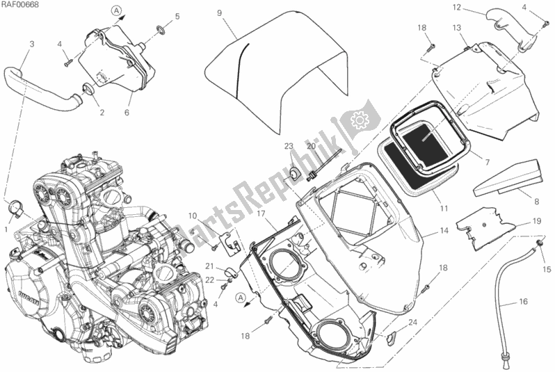 Todas as partes de Ingestão do Ducati Multistrada 950 S SW USA 2020